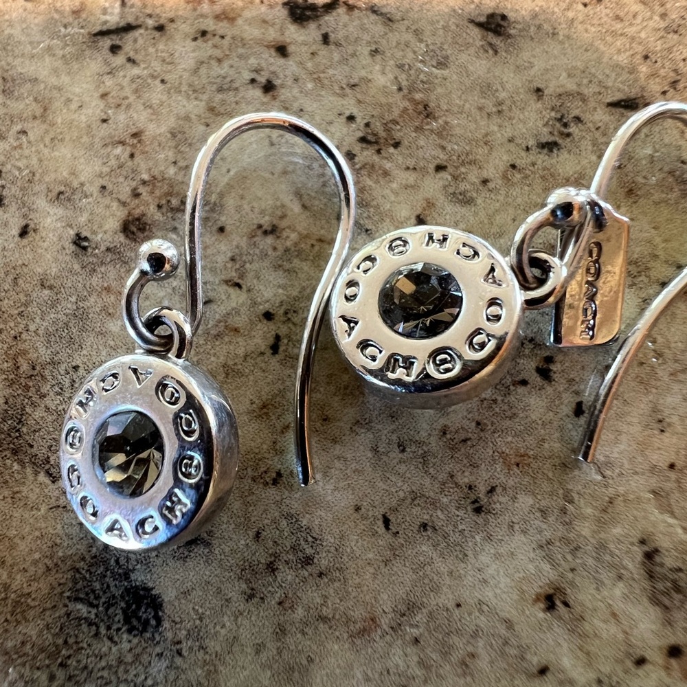 Coach Silver Earrings with crystals and hang tag